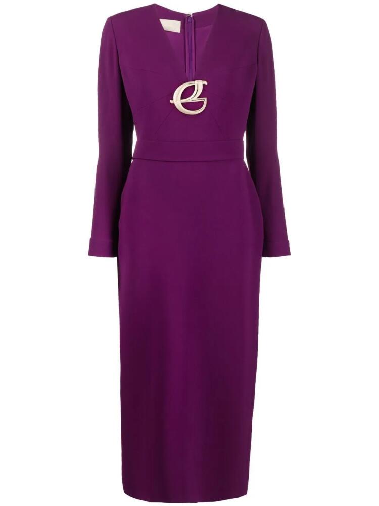 Elie Saab long-sleeve midi dress - Purple Cover