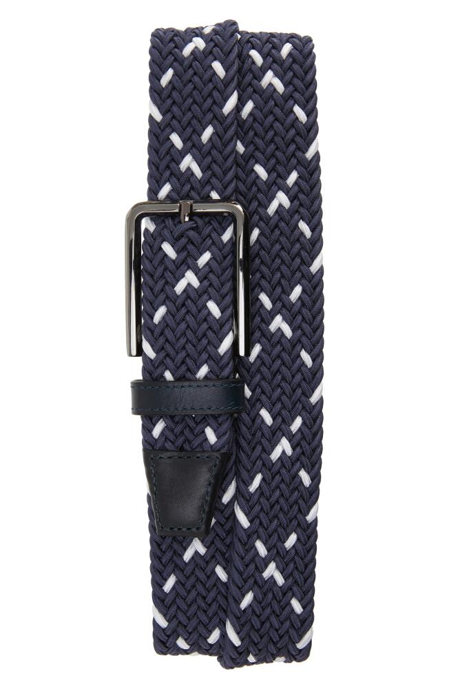 Johnston & Murphy Woven Stretch Knit Belt in Navy/White Cover