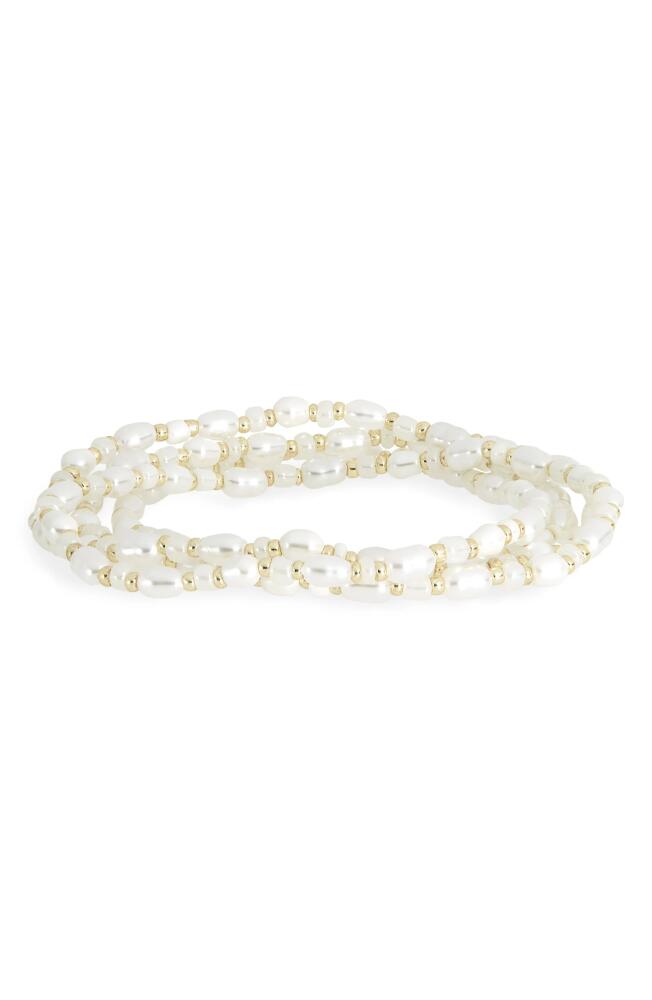 Nordstrom Imitation Pearl Convertible Bracelet/Necklace in White- Gold Cover