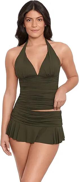 Lauren Ralph Lauren Beach Club Solid Halter Tankini Top (Olive) Women's Swimwear Cover