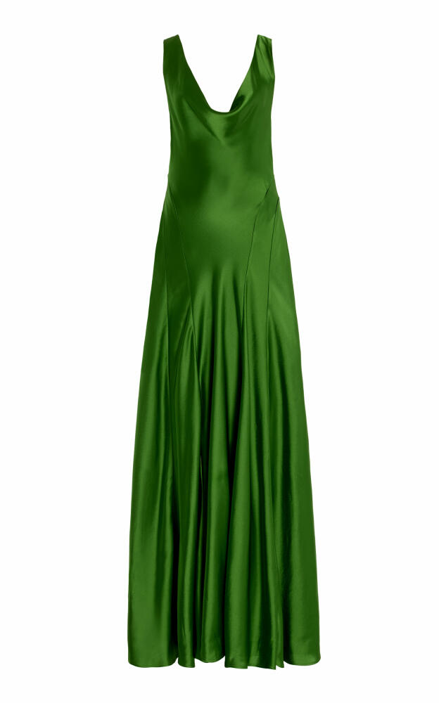 Anna Quan - Keira Draped Satin Maxi Dress - Green Cover