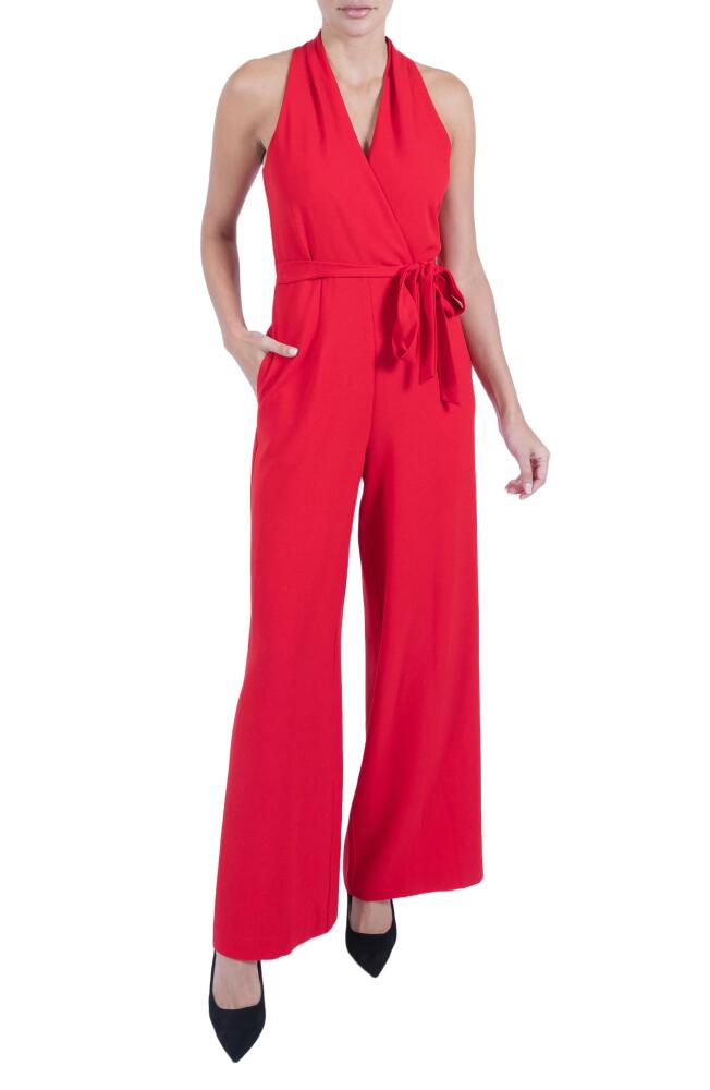 Julia Jordan Tie Waist Wide Leg Jumpsuit in Red Cover