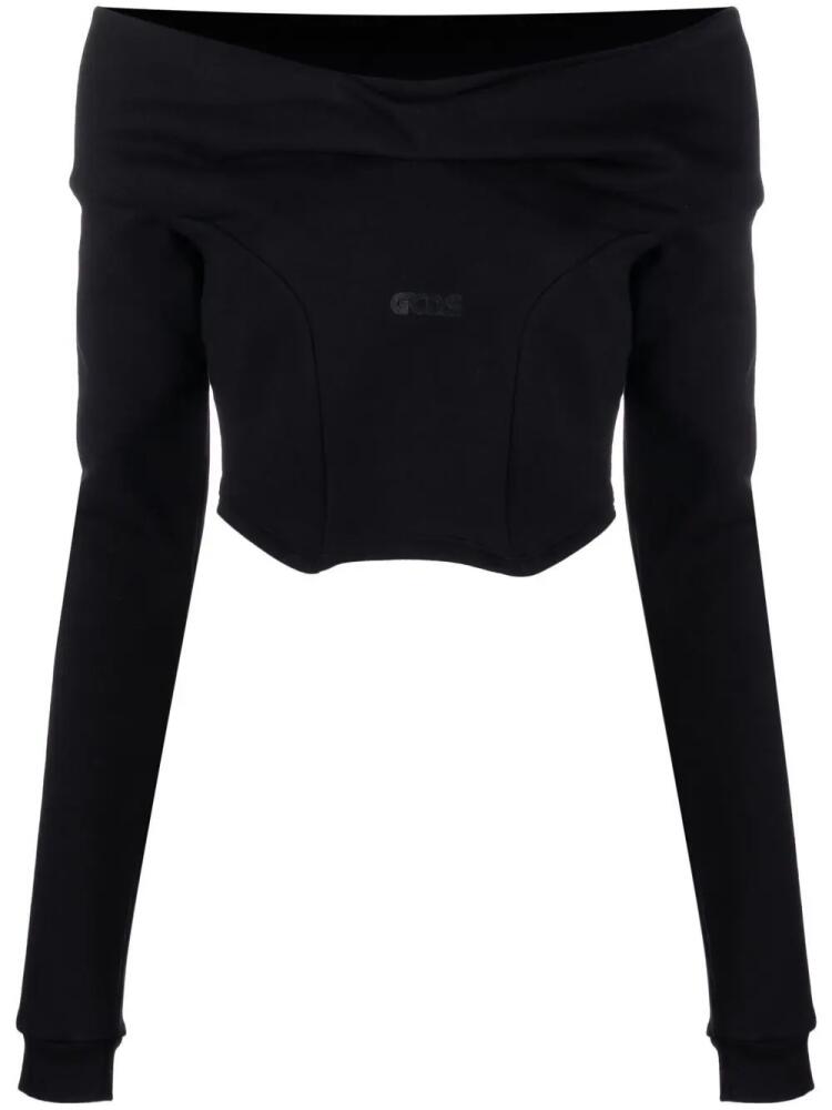 GCDS off-shoulder cropped sweatshirt - Black Cover