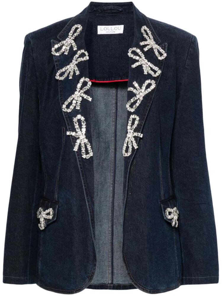 Loulou single-breasted denim blazer - Blue Cover