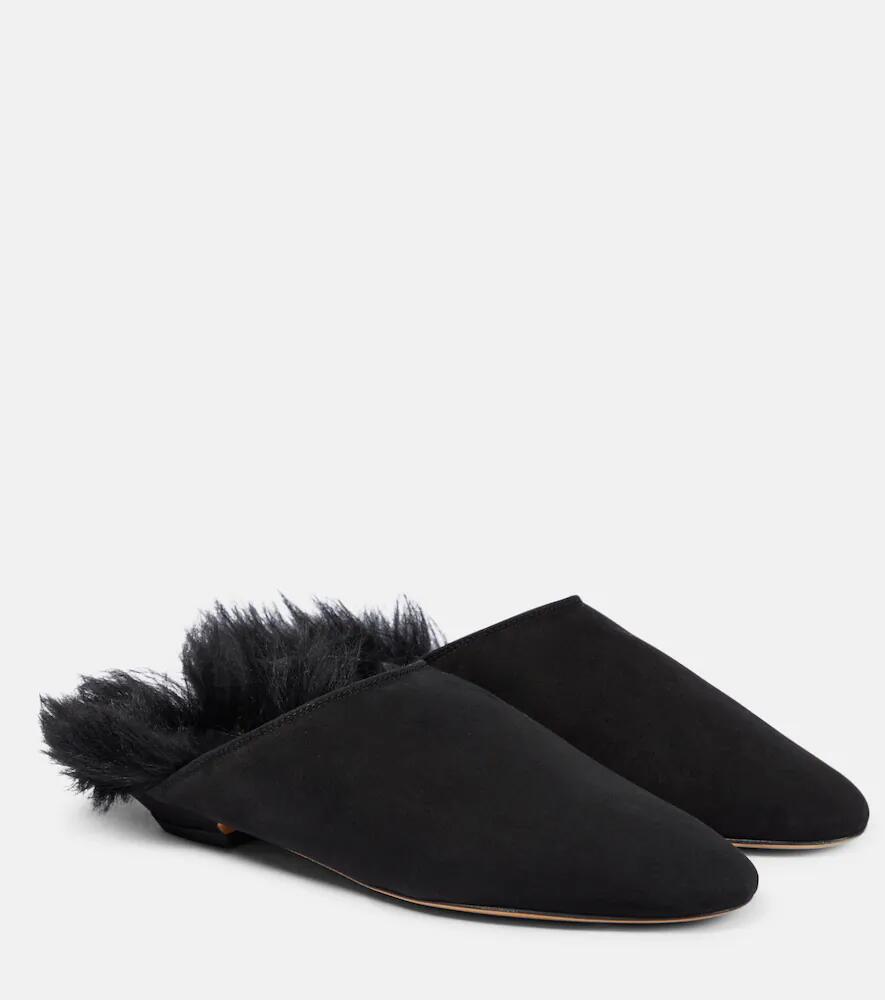 Khaite Otto shearling-trimmed suede mules Cover