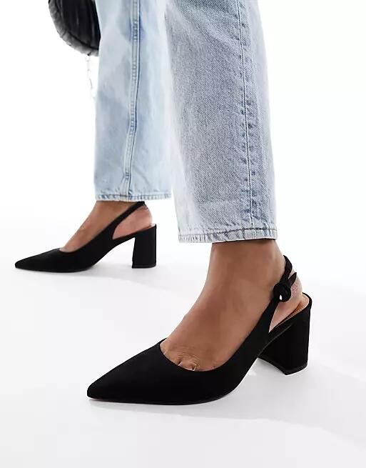 ASOS DESIGN Sutton slingback mid block heels in black Cover