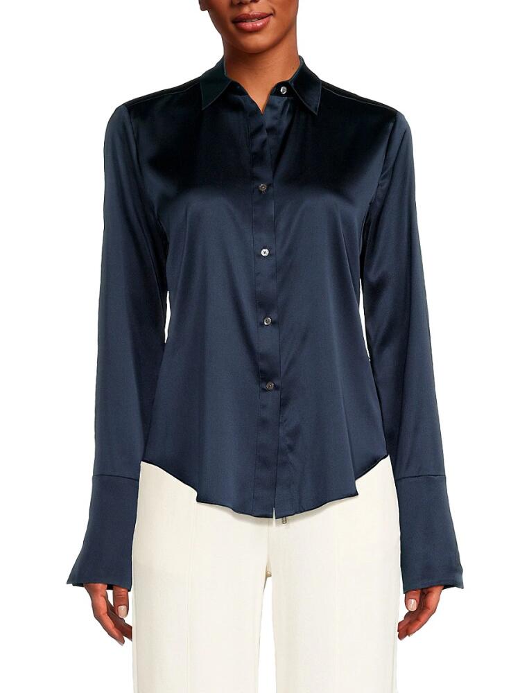 TWP Women's Bessette Silk Blend Shirt - Dark Night Cover