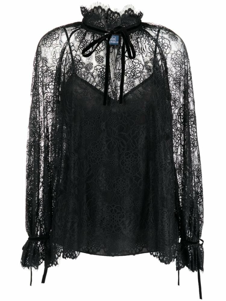 Polo Ralph Lauren floral-lace semi-sheer blouse - Black Cover