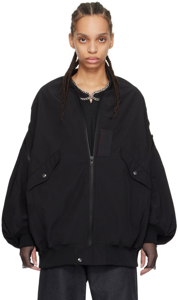 Junya Watanabe Black Gathered Bomber Jacket Cover