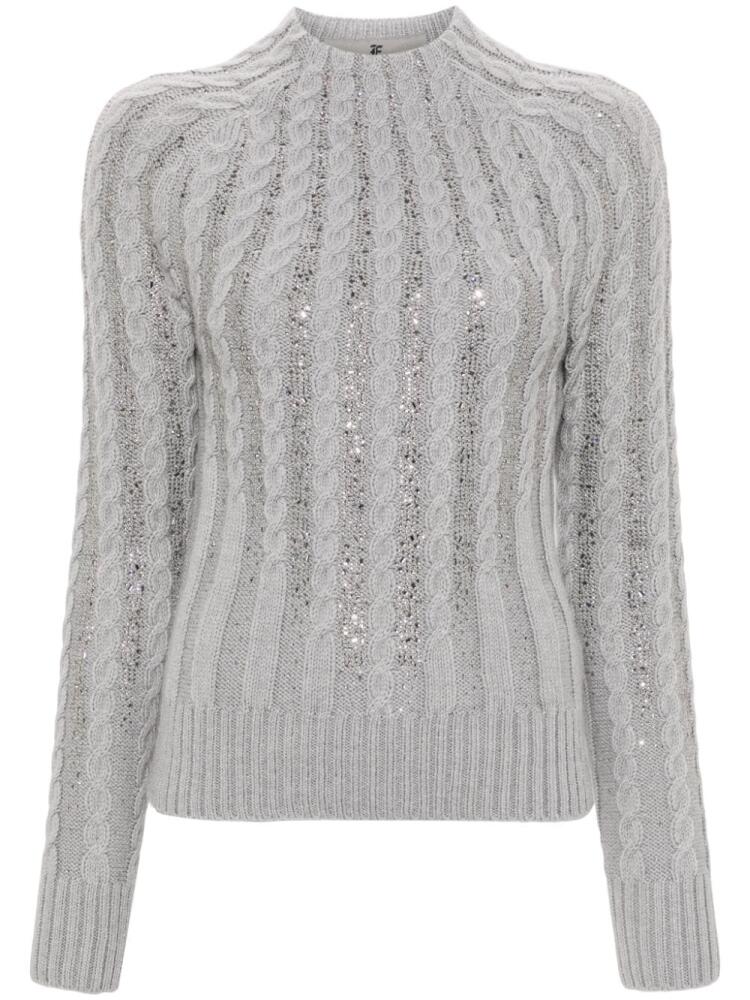 Ermanno Scervino rhinestone-embellished cable-knit jumper - Grey Cover