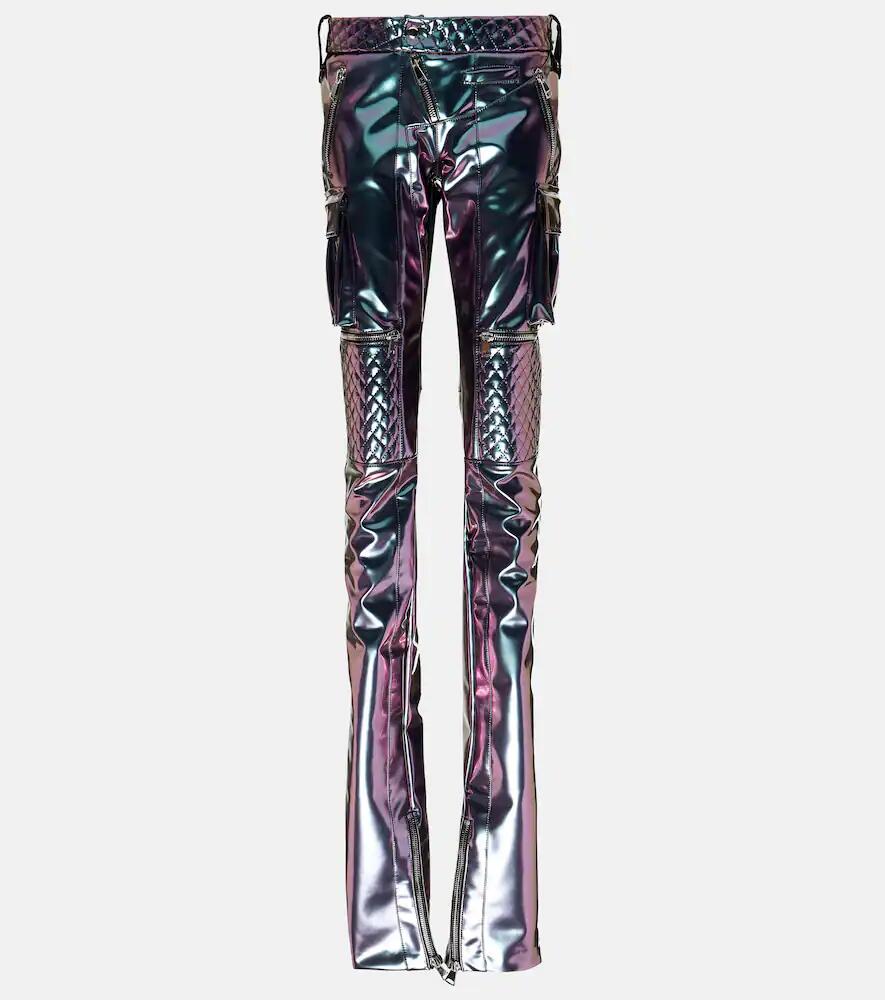 LaQuan Smith Holographic straight-leg cargo pants Cover