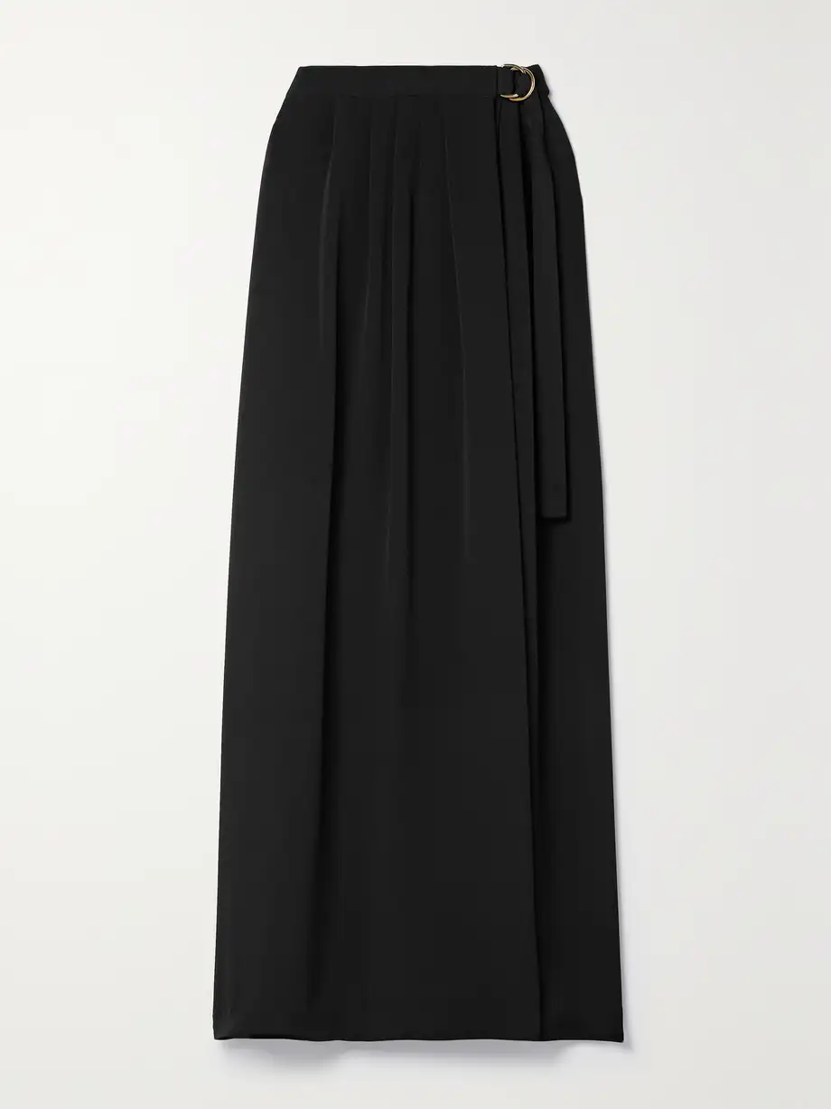 Loro Piana - Athina Pleated Silk-cady Maxi Wrap Skirt - Black Cover