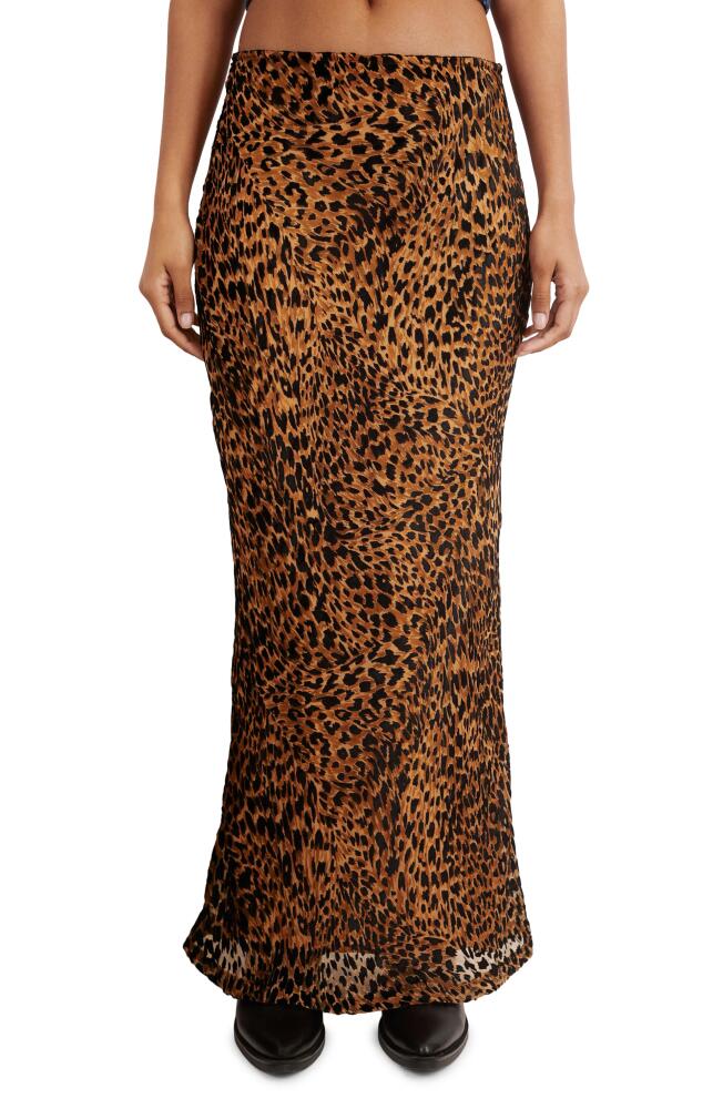 NASTY GAL Devore Leopard Maxi Skirt in Medium Brown Cover