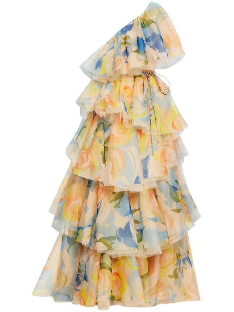 Leo Lin Paloma one-shoulder floral-print gown - Yellow Cover