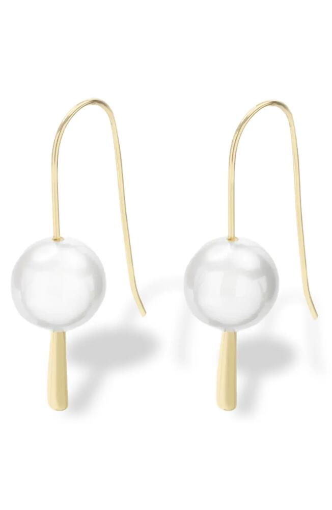 Melinda Maria Imitation Pearl Threader Earrings in White Pearl/Gold Cover