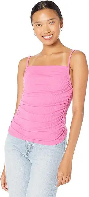 MONROW Rib Shirred Tank (Raspberry Rose) Women's Clothing Cover