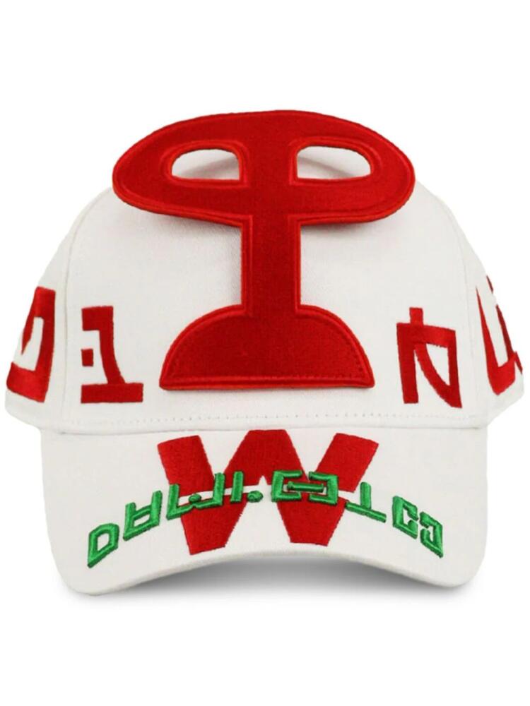 Walter Van Beirendonck embroidered cotton cap - White Cover