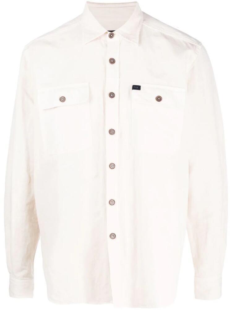 Fay logo-patch button-up shirt - White Cover