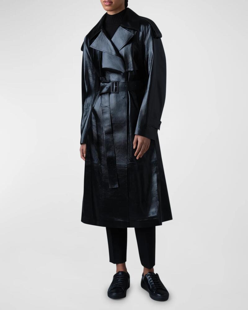 Mackage Carmela Belted Lambskin Leather Trench Coat Cover