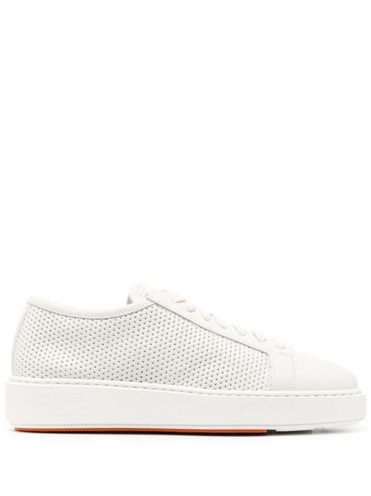 Santoni perforated-detail low-top sneakers - White Cover