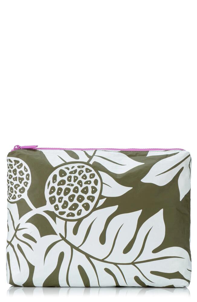 Aloha Collection Medium Water Resistant Tyvek® Zip Pouch in White/Olive Cover