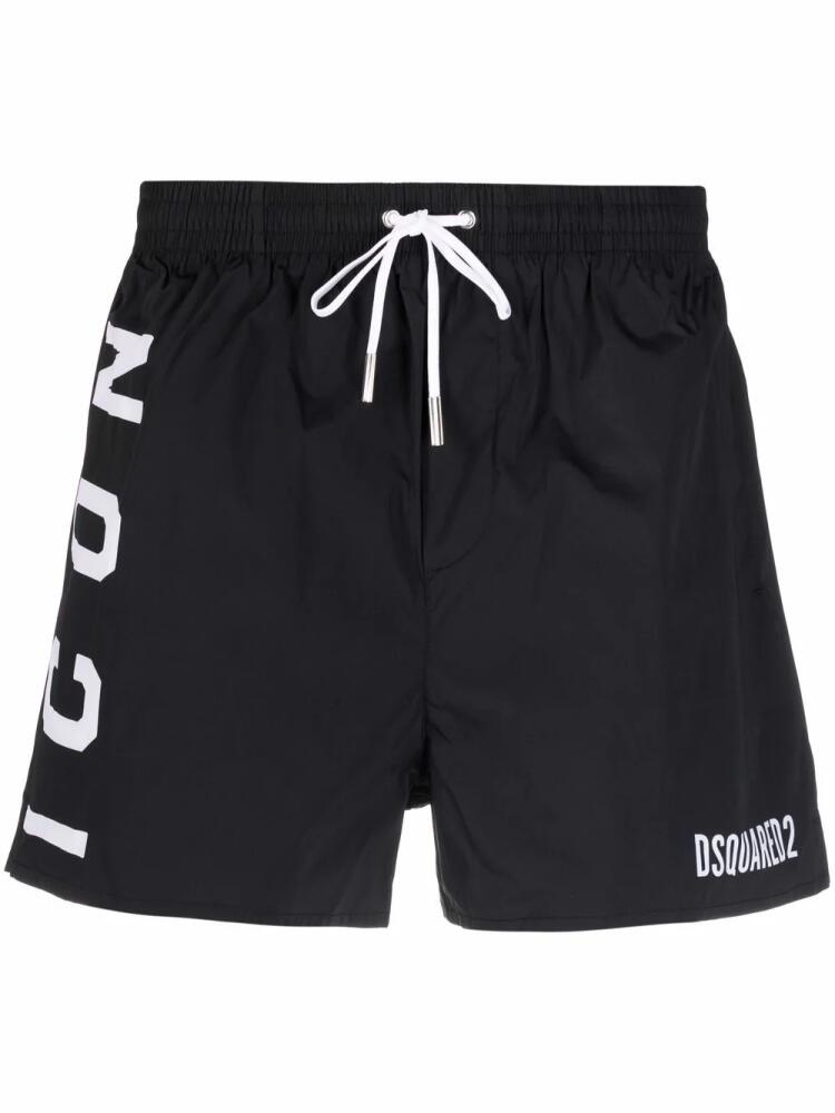 DSQUARED2 logo-print drawstring swim shorts - Black Cover