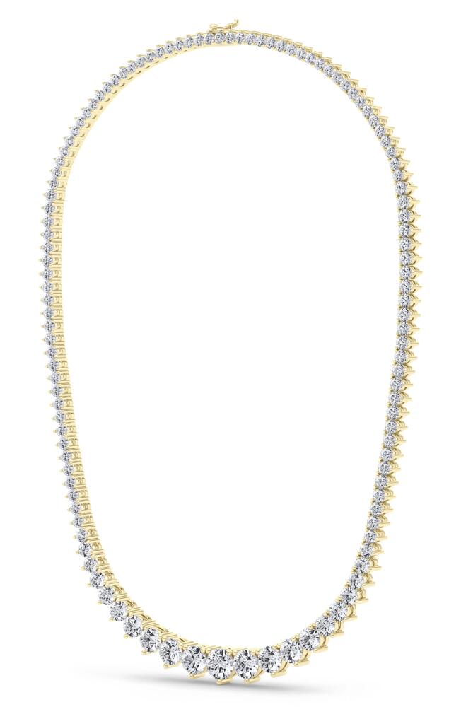 HauteCarat Graduated Lab Created Diamond Tennis Necklace in 14K Yellow Gold Cover