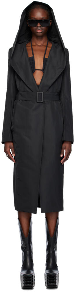 Rick Owens Black Minimal Slim Drella Coat Cover