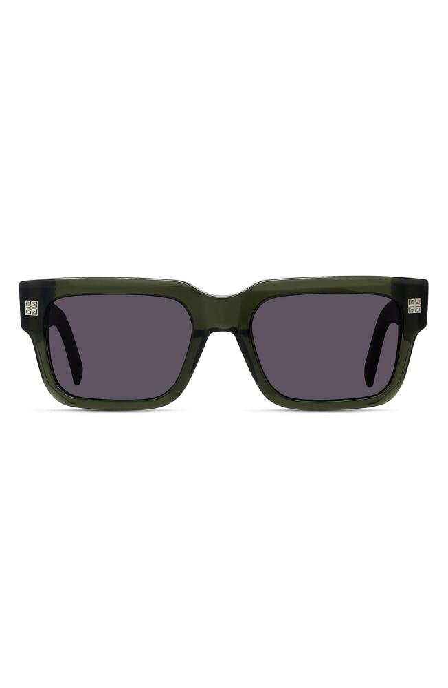 Givenchy GV Day 53mm Square Sunglasses in Shiny Dark Green /Smoke Cover