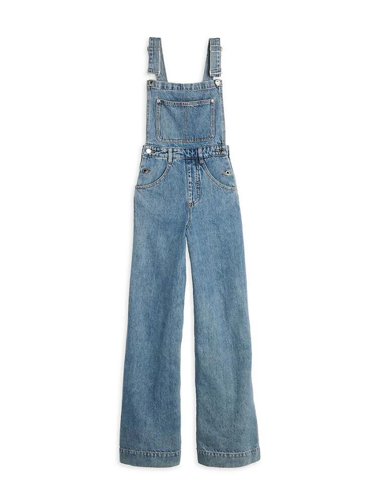 WeWoreWhat Women's Squareneck Denim Overalls - Denim Blue Cover