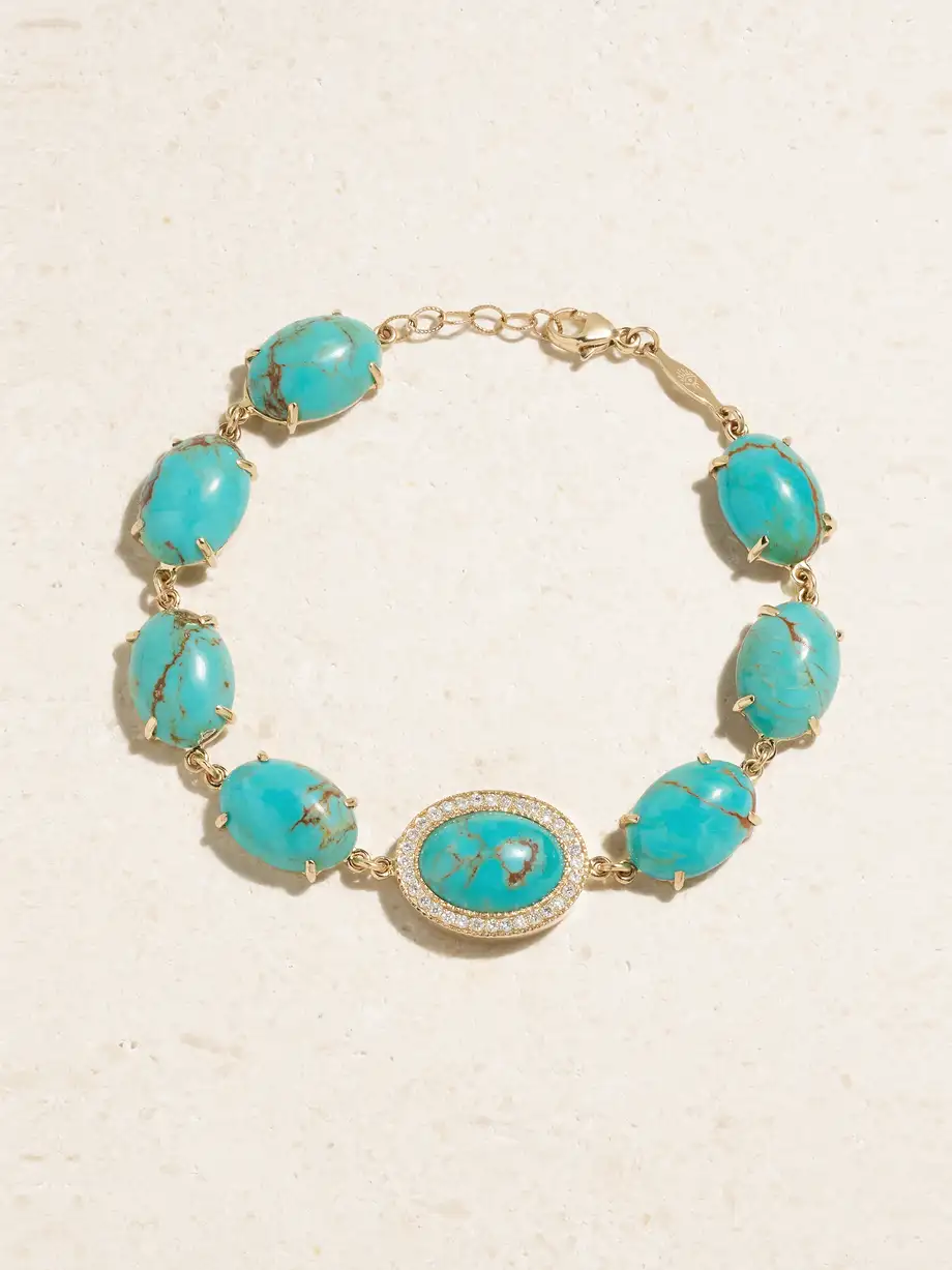 Jacquie Aiche - 14-karat Gold, Turquoise And Diamond Bracelet - One size Cover