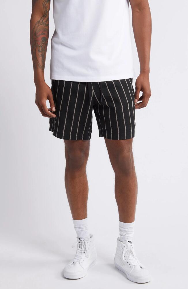 PacSun Russel Linen Blend Volley Drawstring Shorts in Black/White Cover