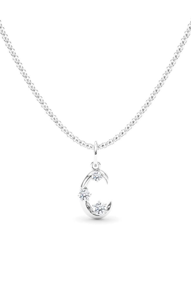 HauteCarat Graduated Lab Created Diamond Initial Letter Pendant Necklace in C - 18K White Gold Cover