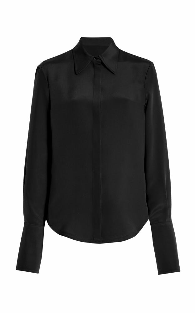 Brandon Maxwell - The Spence Relaxed Silk-Crepe Button-Down Shirt - Black Cover