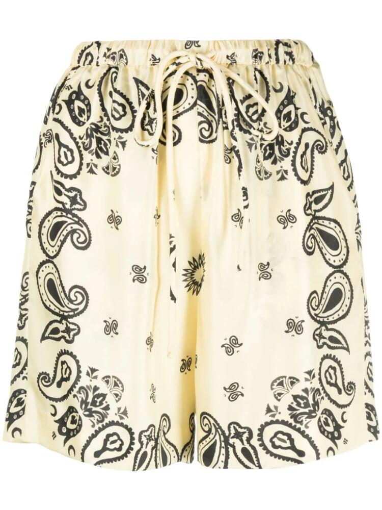 Nanushka paisley-print silk shorts - Yellow Cover