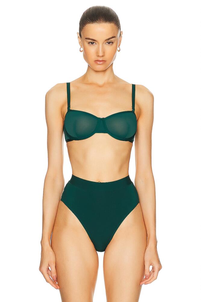 CUUP Mesh Balconette Bra in Dark Green Cover