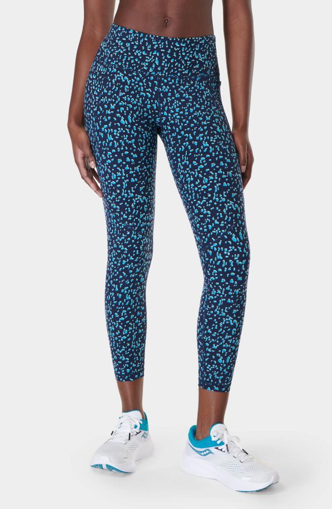 Sweaty Betty Power Workout 7/8 Leggings in Blue Abstract Markings Print Cover