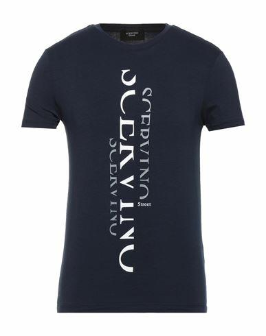 Scervino Man T-shirt Midnight blue Cotton, Elastane Cover