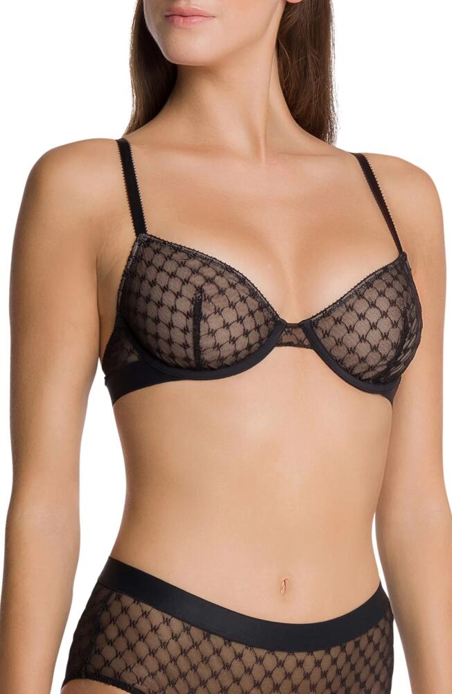 Wolford Sheer Logo Unlined Underwire Demi Bra in Black Cover