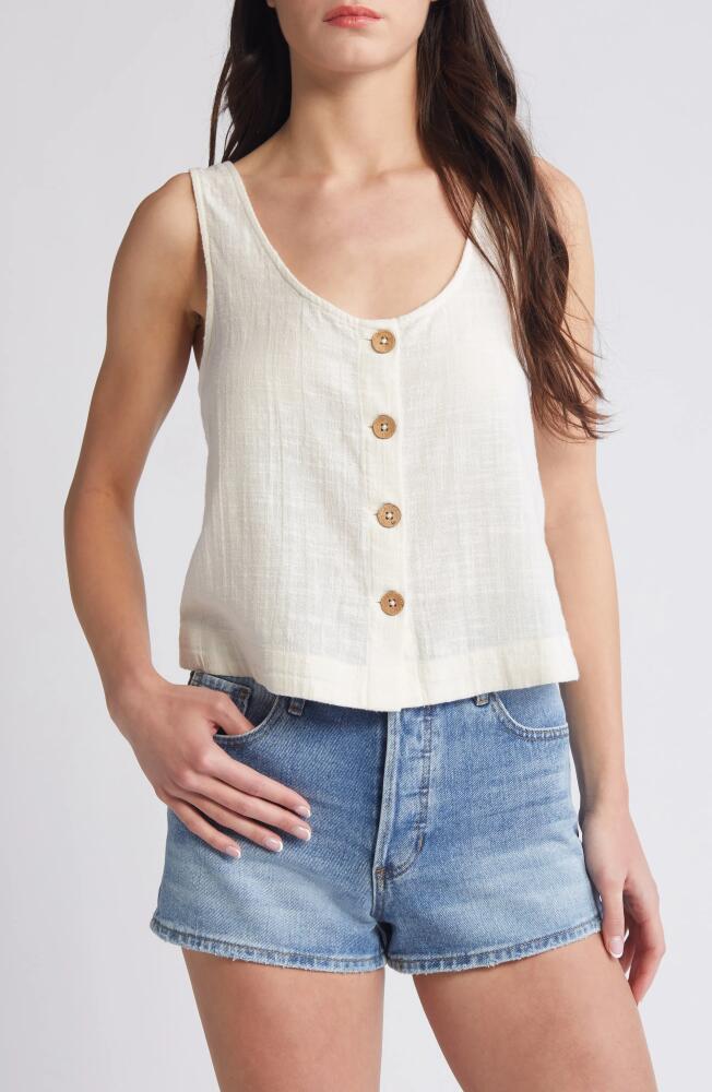 Rip Curl Classic Surf Cotton Crop Button-Up Tank in Bone Cover