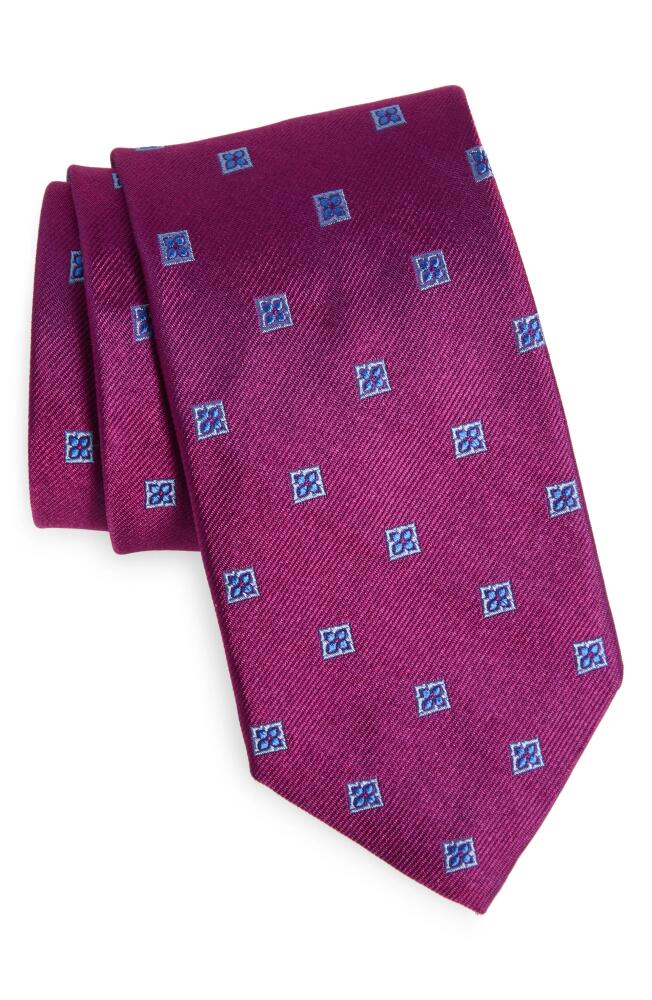 David Donahue Floral Medallion Silk Tie in Berry Cover