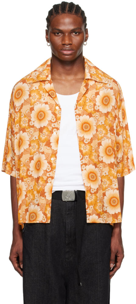 LU'U DAN Orange Floral Shirt Cover