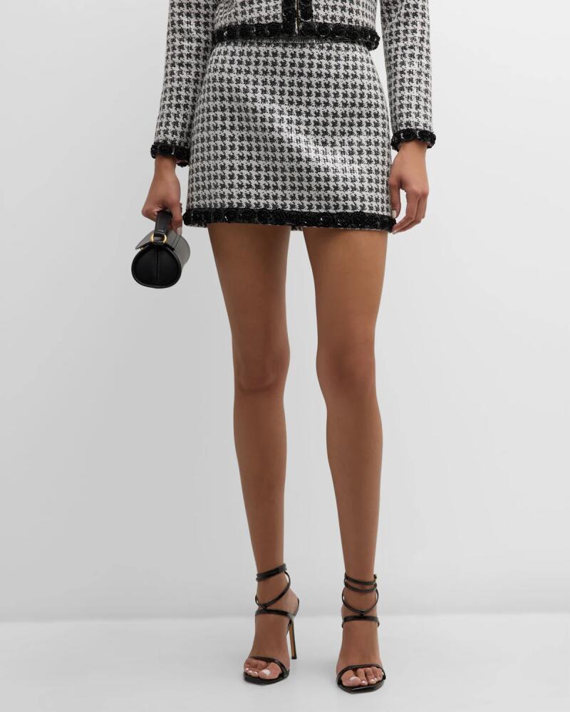 Le Superbe Rosebud Houndstooth Tweed Mini Skirt Cover