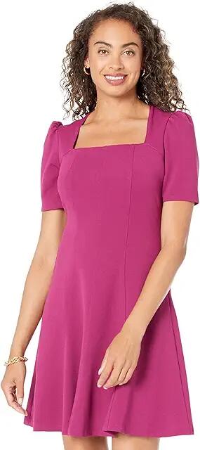 Donna Morgan Square Neck Scuba Crepe Mini Dress (Raspberry) Women's Dress Cover