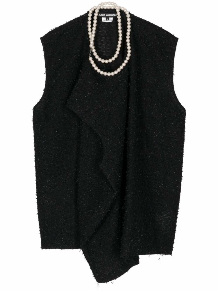 Junya Watanabe faux-pearl bouclé top - Black Cover