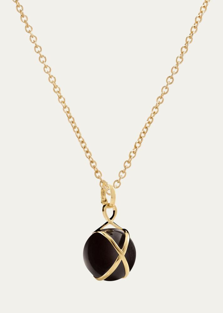 L. Klein Prisma 18k Gold & Black Agate Medium Pendant Classic Chain Necklace Cover