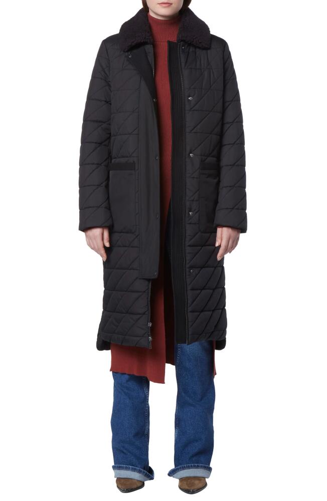 Andrew Marc Maxine Quilted Coat with Faux Shearling Collar in Black Cover