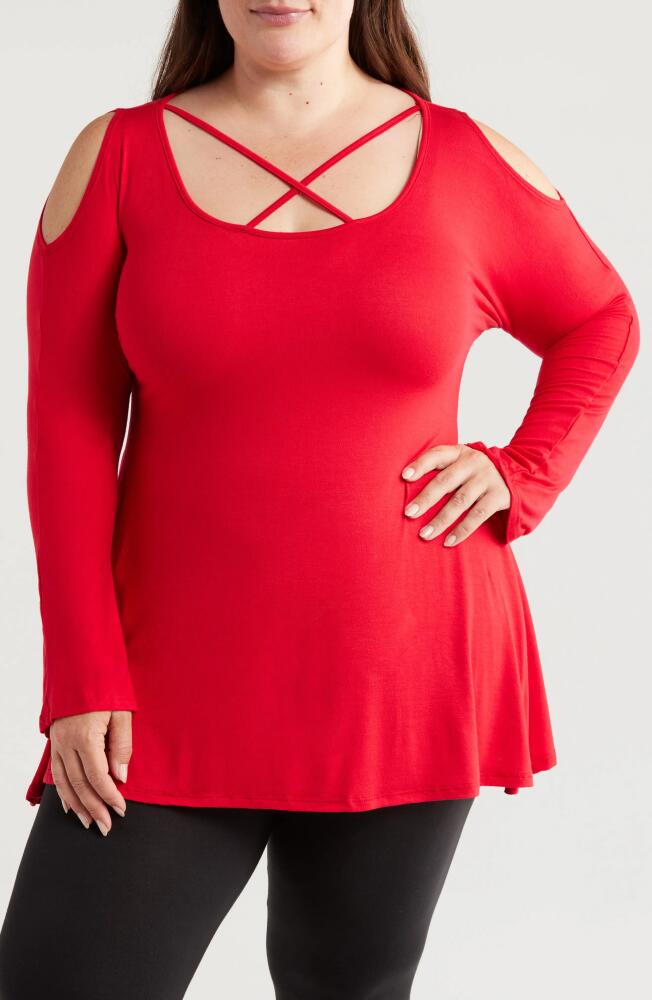 24seven Comfort Apparel Crisscross Strap Jersey Top in Red Cover