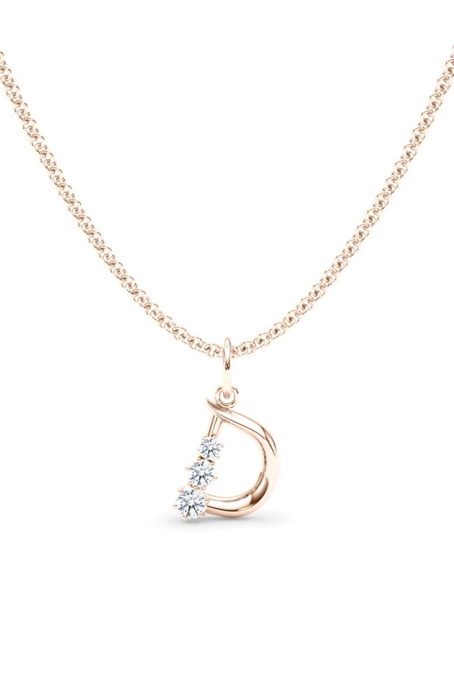 HauteCarat Graduated Lab Created Diamond Initial Letter Pendant Necklace in D - 18K Rose Gold Cover