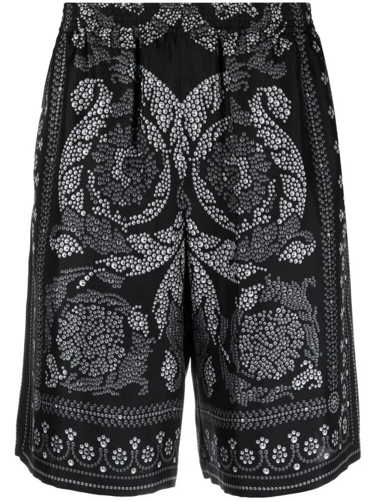 Versace trompe l'oeil print track shorts - Black Cover